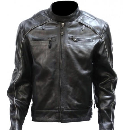 Black Chaqueta de cuero Cuero deportiva / ventilaciones / para motos